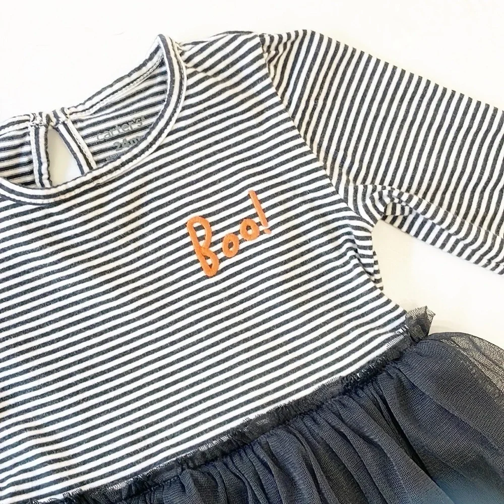 Carter's baby girls Boo striped Halloween dress
